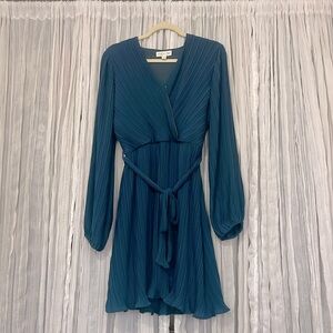 Navy blue long sleeve cocktail dress